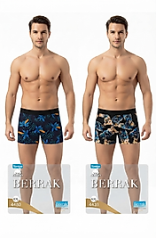 Erkek Boxer Seti 2'li Eğlenceli Desenli Pamuklu Esnek Rahat Boxer Paket
