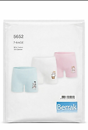 %95 Pamuklu Kız Çocuk Boxer Külot Seti 3'lü Paket - Sevimli Kedili