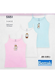 Kız Çocuk İnce Askılı Atlet 3lü Paket Kedi Baskılı Pamuk