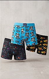 Erkek Boxer Seti 3'lü Eğlenceli Desenli Pamuklu Esnek Rahat Boxer Paket