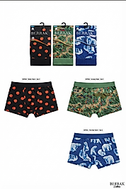 Erkek Boxer Seti 3'lü Eğlenceli Desenli Pamuklu Esnek Rahat Boxer Paket