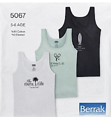 Desenli Kalın Askılı 3'lü Erkek Çocuk Pamuklu Atlet 5067