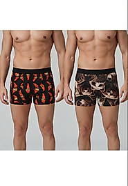Erkek Boxer Seti 2'li Eğlenceli Desenli Pamuklu Esnek Rahat Boxer Paket